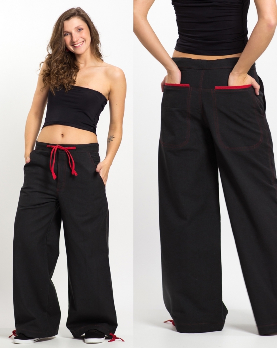 Kalhoty Lace - černé s červenou