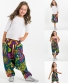Dětské kalhoty Aladin – petrolejové s barevnými kruhy