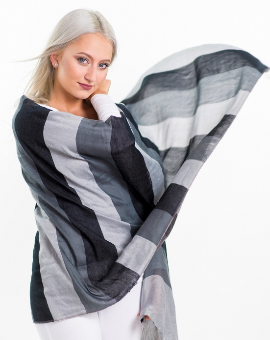 Maxi šál "Vodní pašmína" - šedo-černá