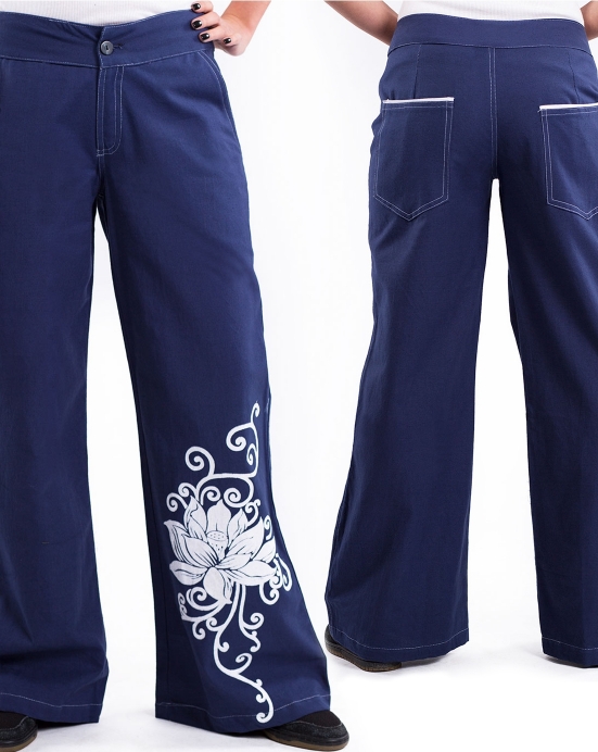 Kalhoty Bawana – tmavá modrá s bílou