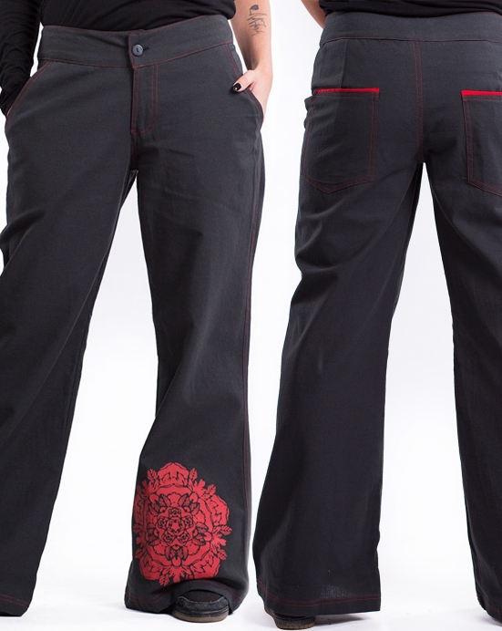 Kalhoty Rosie – černá s červenou