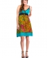 Šaty Garmee – azurové s barevným vzorem