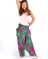 Dětské kalhoty Aladin – zelené s růžovými květy