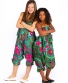 Dětské kalhoty Aladin – zelené s růžovými květy