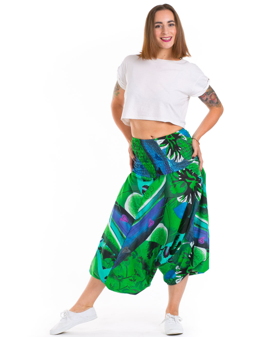 Kalhoty Aladin – zelené a modré vzory