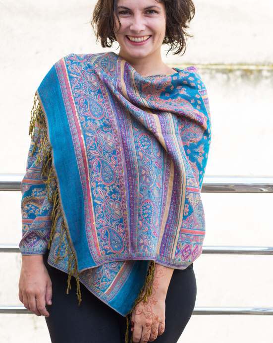 Maxi šál Pashi – pestrobarevný s indickým vzorem