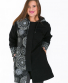Kabát Shakya s kapucí – černý s šedým potiskem