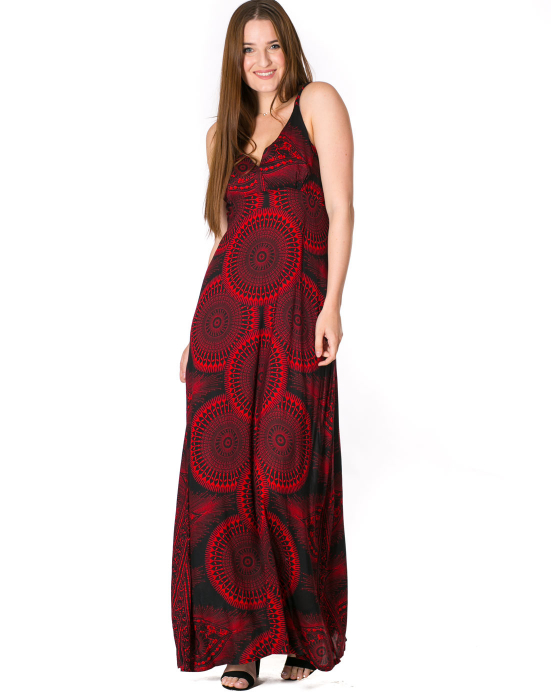 Maxi šaty Lynn – černé s červenými kolečky