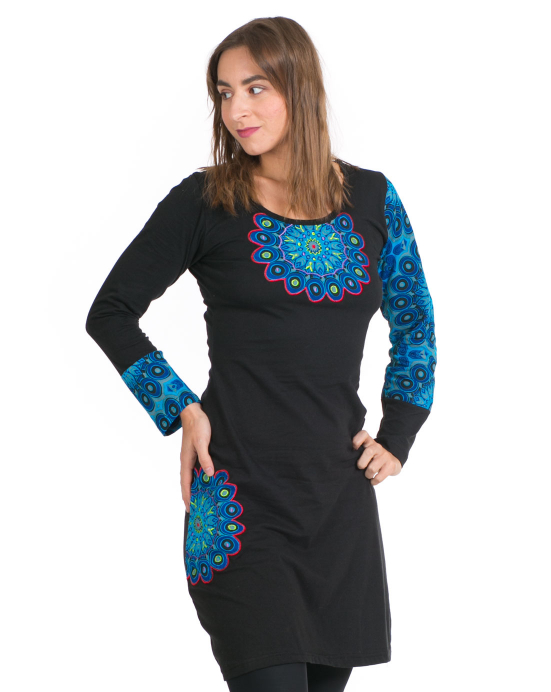 Šaty Ramita – černé s modrou