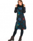 Šaty Lalita – černé s modrými květy