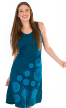 Šaty Surya – tmavě modré s tyrkysovým potiskem
