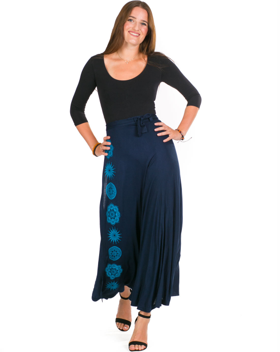 Zavinovací dlouhá sukně Nepu – temně modrá