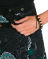 Zavinovací sukně s panty – černá s bílo-zelenými květy