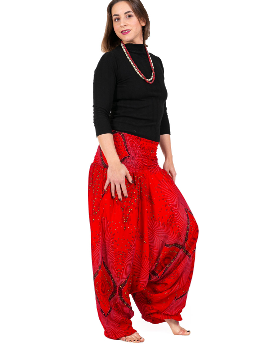 Kalhoty Aladin 3v1 – červené s pavími oky