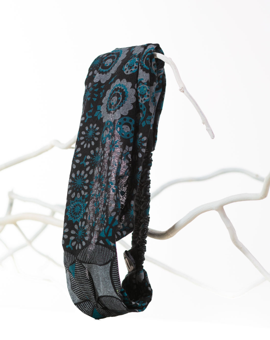 Textilní čelenka Thao – modré květiny