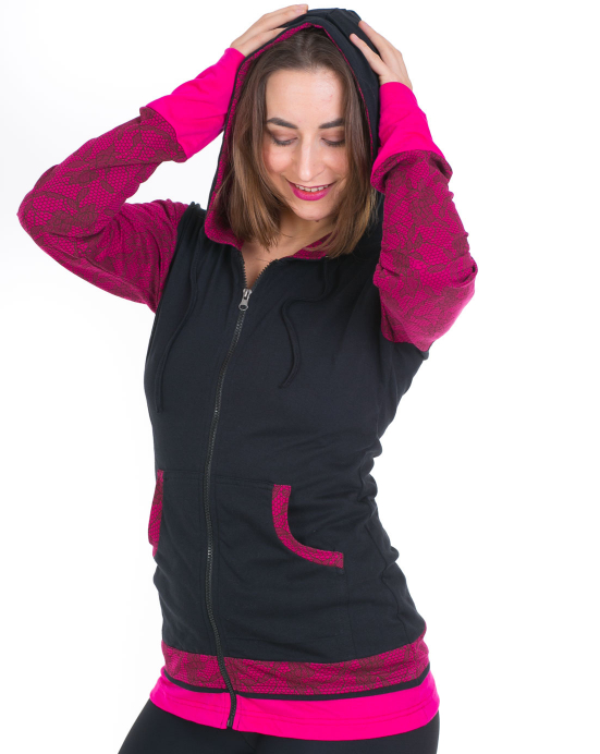 Mikina Hoodie – růžová mozaika Mikina Hoodie – růžová mozaika
