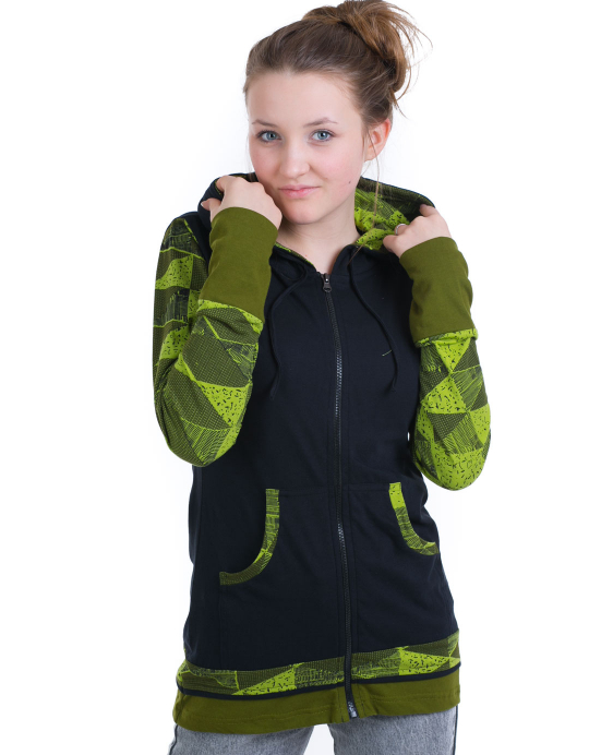 Mikina Hoodie – khaki s obrazci Mikina Hoodie – khaki s obrazci