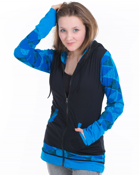 Mikina Hoodie – tyrkysová s obrazci Mikina Hoodie – tyrkysová s obrazci