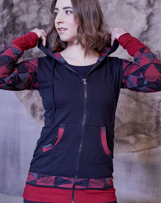 Mikina Hoodie – bordó s obrazci Mikina Hoodie – bordó s obrazci
