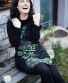 Šaty Lalita – černé se zelenými květy