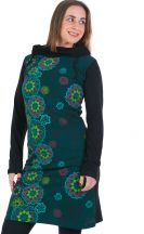 Šaty Lalita – lahvově zelené s květy