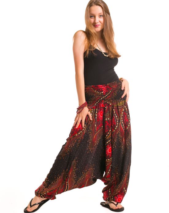 Kalhoty Aladin 3v1 – černé s červenými vzory