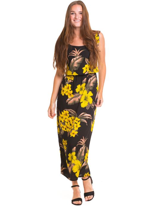 Maxi šaty Tapu – žluté květy