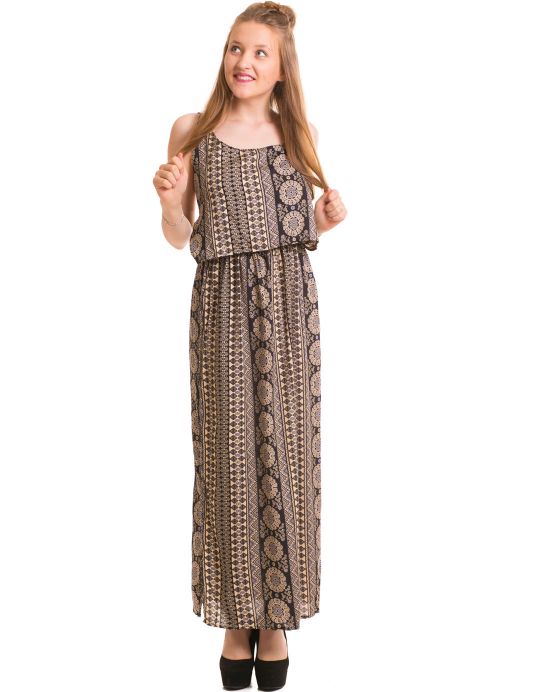 Maxi šaty Tapu – šedé s ornamenty Maxi šaty Tapu – šedé s ornamenty