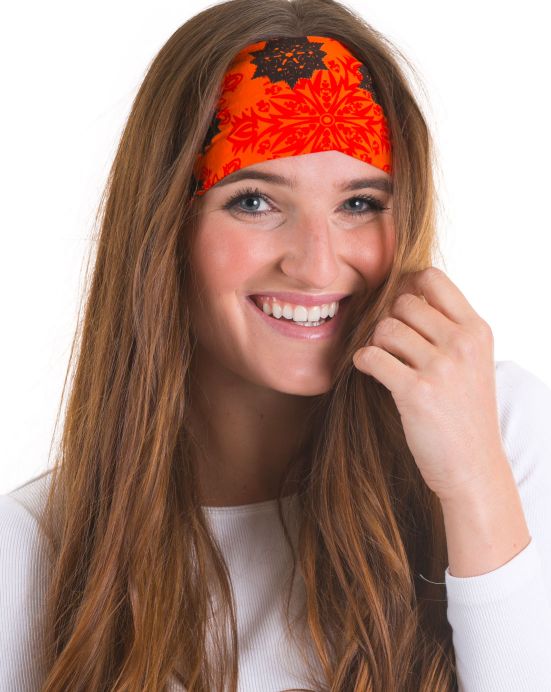 Textilní čelenka Thao – oranžová s květy