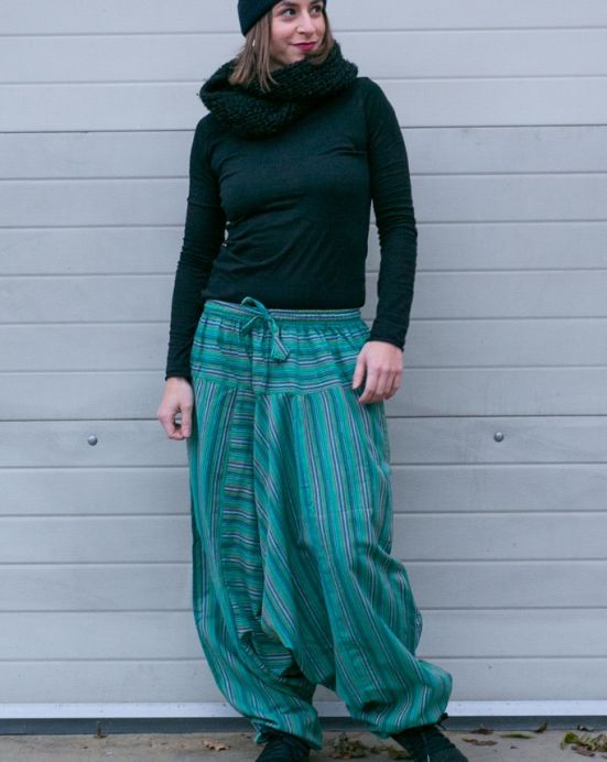 Kalhoty Indy – zelené pruhované