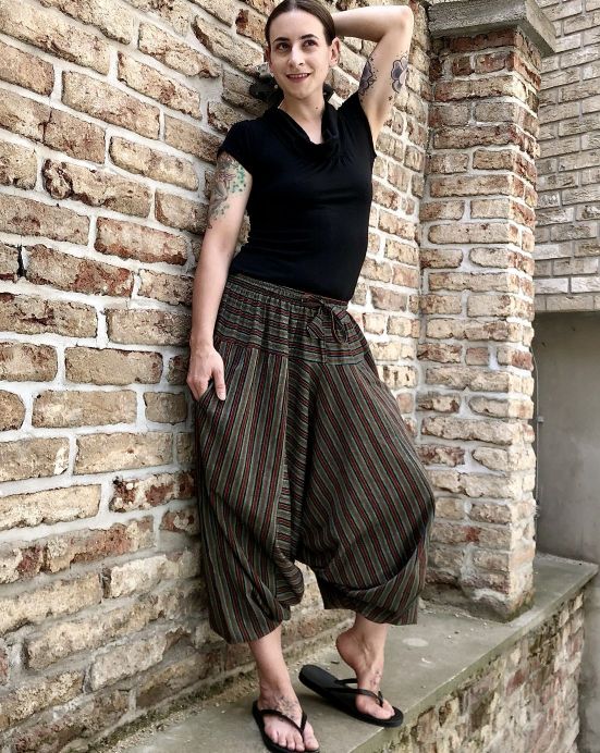 Kalhoty Indy – khaki pruhované Kalhoty Indy – khaki pruhované