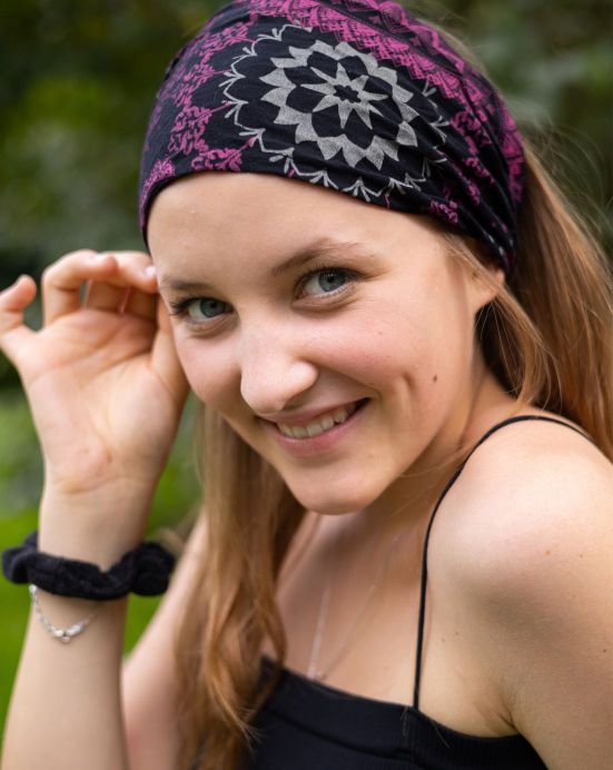 Textilní čelenka/rouška Thao – růžové mandaly Textilní čelenka/rouška Thao – růžové mandaly