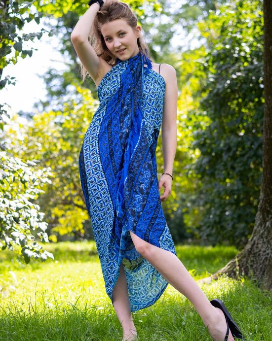 Sarong Bali – tyrkysovo-modrý se slony Sarong Bali – tyrkysovo-modrý se slony