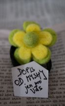 Gumička do vlasů Květ s perlou + Dopis od Myshi – zeleno-žlutá