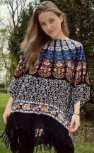 Lehké pončo Mandala – bílo-oranžové