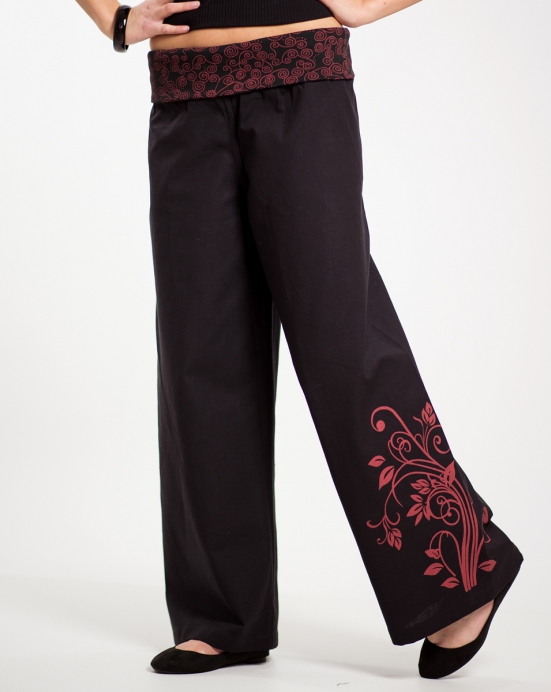 Kalhoty Senza - černé s červenou