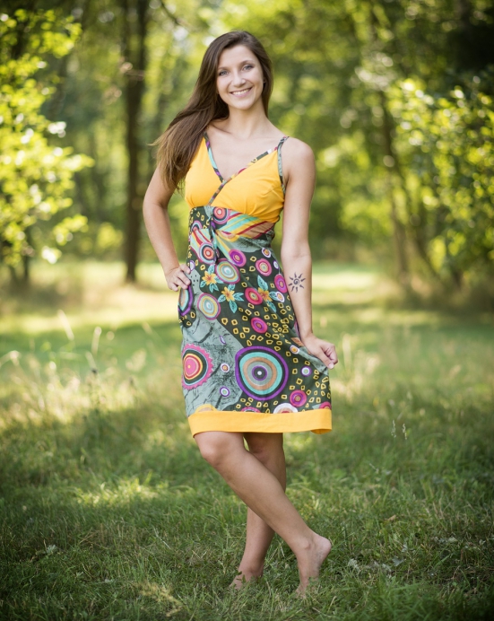 Šaty Romance - žluto šedivé