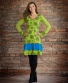Šaty Gira - zelené s tyrkysovou
